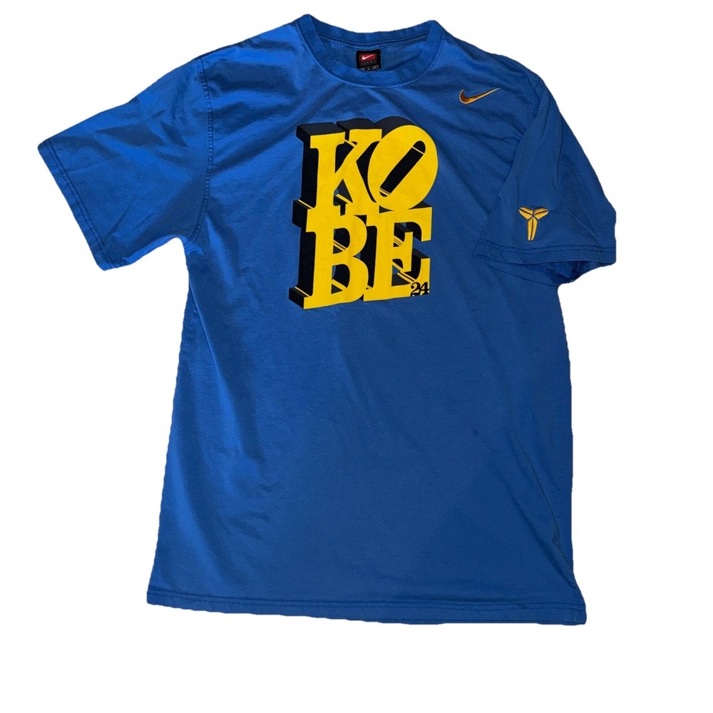 Kobe Bryant Nike Blue Yellow T-shirt Love Park Blocks 24 Large Dri Fit Mamba